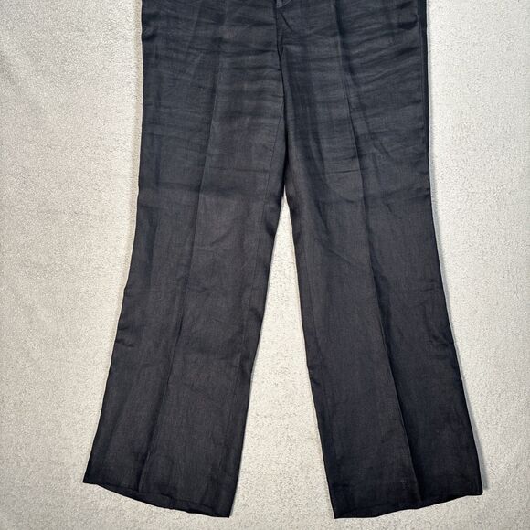 Lauren Ralph Lauren Women Size 12 100% Linen Dress Pants Navy Blue Pleated Front - Picture 3 of 10